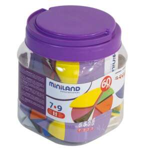 Miniland Kit Educațional pentru fracții - 60 de piese într-un recipient din plastic - Miniland Jocuri educative pentru școlari