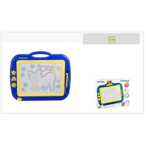 Miniland Jumbo Tablemark drawing board for kids, blue and yellow, with a cat drawing on the screen - Drawing Boards, Writing Board