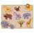 Safari animal wooden puzzle for kids, featuring lion, monkey, giraffe, zebra, elephant, rhino, leopard, buffalo, and tree
