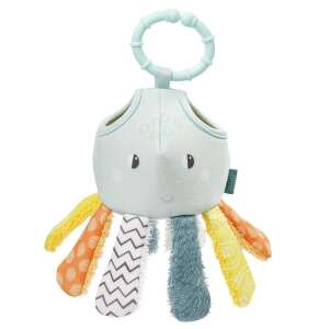 Fehn Merry Octopus bath toy, blue and yellow octopus with squeaky tentacles, water squirting toy - Babies & Toddler