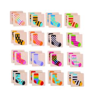Bigjigs Toys Sock Memo Wooden Memory Game Cards, 32 Colorful Socks - Memory Game