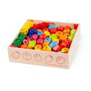 Wooden bead set for stringing, includes 90 colorful beads, 5 strings, and a storage box, perfect for creative kids - Bead & Bead Stringing Kit