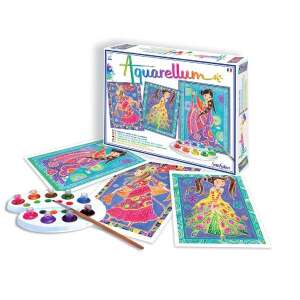 Aquarellum Glamour Girls Watercolor Painting Set, 3 paintings, 9 colors, 1 pipette, 1 brush, 1 palette - Sentosphere