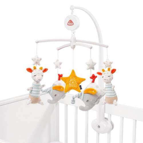 Fehn musical mobile with giraffes and elephants, good night theme, for baby crib