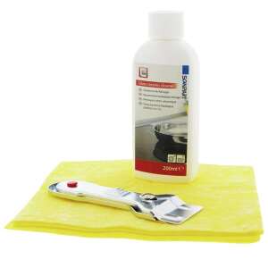 Set de curățare pentru suprafețe din sticlă și ceramică Scanpart, include detergent, racletă și șervețele din microfibră - Scanpart
