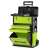 Fieldmann FDN 4150 metal rolling toolbox, green, three-piece, with wheels and telescopic handle, open