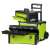 Fieldmann FDN 4150 metal rolling toolbox, green, three-piece, with wheels and telescopic handle, open