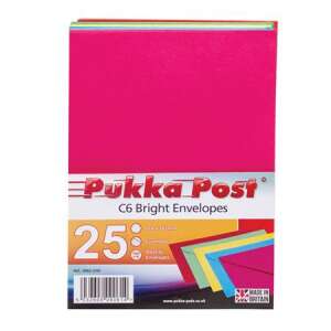 Pukka Pad Bright C6 Borítékok, 25 darabos csomag, Vegyes színek - Pukka