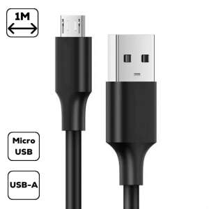 Cellect 1 Meter schwarzes USB-A auf Micro USB Daten- und Ladekabel - USB-Kabel