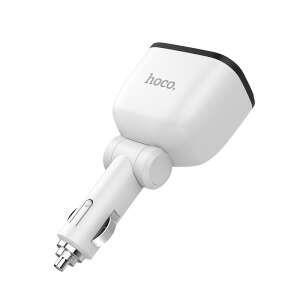 Hoco Z28 Power Ocean dupla USB autós töltő szivargyújtó aljzattal és digitális kijelzővel, fehér - Hoco