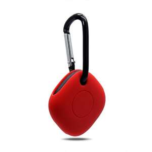 Red silicone SmartTag holder with carabiner, for keys, bags, and more - Tracking