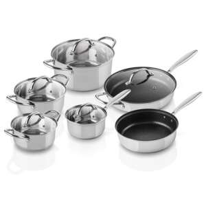 ETA Acero 11-piece stainless steel cookware set with glass lids - Eta
