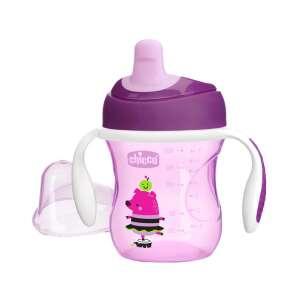 Chicco Trainingsbecher 2in1, rosa mit Ballerina-Schwein-Design, 200ml, mit abnehmbarem Ausgießer, auslaufsicher - Trinkbecher, Becher