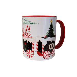 Karácsonyi vonat mintás bögre piros füllel, 300ml - Nonbrand Bögre