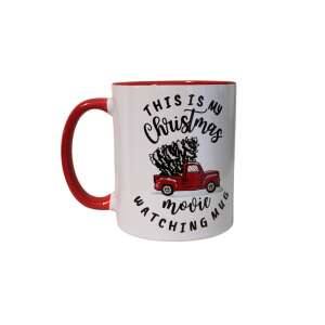 Karácsonyi filmnéző bögre piros teherautóval és karácsonyfa mintával - Nonbrand Bögre