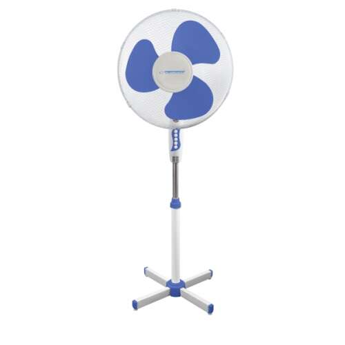 Esperanza Hurricane stojaci ventilátor, modro-biely, 40 cm lopatky, 3 rýchlosti