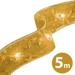 Arany LED szalag csillagokkal és zenei jegyekkel, 5 méter hosszú - Nonbrand Fényfüzér