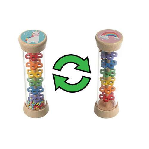 Fa csörgő szivárvánnyal és unikornissal, baba játék, érzékszervi játék, fejlesztő játék