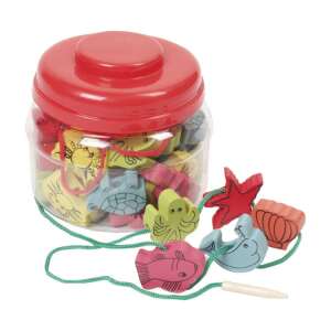 Schnürperlen mit Meeresmotiven, 36 Stück in einem Glas, Schnürspiel für Kinder, Vorschulspielzeug, Entwicklung der Feinmotorik - Bastelperlen & Zubehör