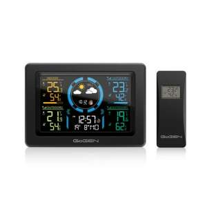 Gogen weather station ME 3397 B, indoor and outdoor temperature and humidity, clock, weather forecast, moon phase - Weather Station