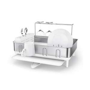 simplehuman KT1190 edényszárító, borospohár tartóval, fehér - Edényszárító