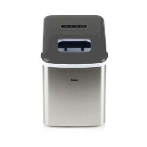 Domo DO9253IB automata jégkocka készítő gép, rozsdamentes acél és fekete, elülső nézet - Domo