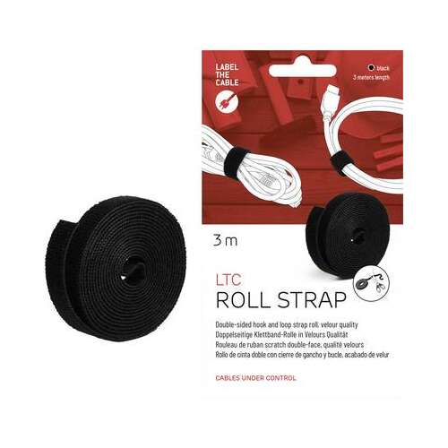 LTC Roll Strap 3m fekete tépőzár kábelkötő szalag
