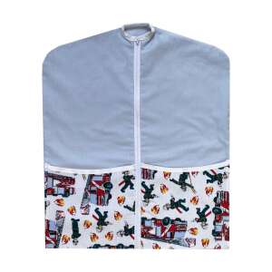 Tűzoltó mintás ovis zsák két oldalzsebbel, kék-fehér színben, cipzárral zárható - Ovis zsák