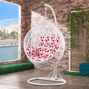 Függőfotel 120x105cm - Pöttyös #fehér-piros