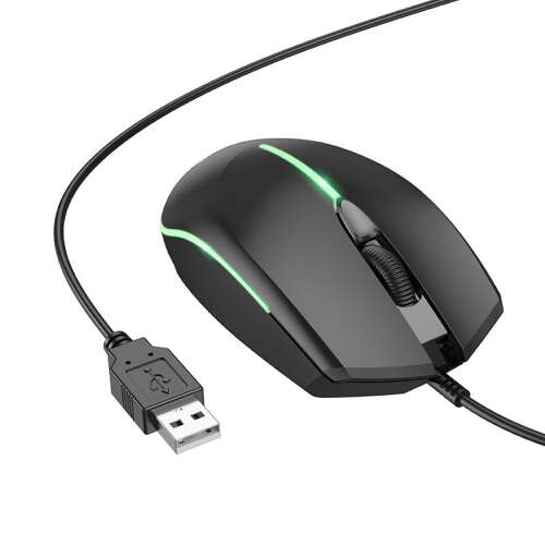Mouse gaming cu fir Borofone BG10 Soaring negru cu iluminare RGB