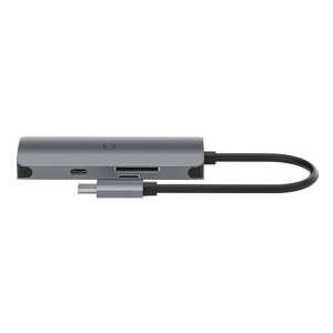 Hub 6in1 USB-C do 3x USB, USB-C, SD Card, Micro SD Card Cygnett SlimMate 100W (grey) 85116367 