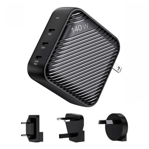 INVZI GanHub 140W USB-C Стенно зарядно устройство с EU, UK, AU адаптери