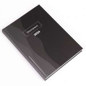 Womanext 2024-es naptár, fekete borító absztrakt mintával - REALSYSTEM