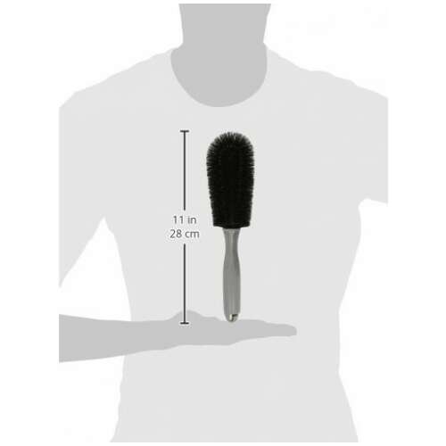 Mr Kleen čistiaca kefa na ľahké zliatinové disky, 11 palcov dlhá, čierne štetiny, sivá rukoväť, na čistenie kolies automobilov