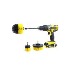 3 piece drill brush set for cleaning, includes round and cylindrical brushes, perfect for cleaning hard to reach areas - Drill and Screwdriver Accessory