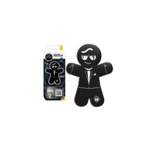 Aroma Car Manny Black Auto-Lufterfrischer, ein schwarzer Lebkuchenmann im Anzug mit Sonnenbrille - Lufterfrischer für Autos