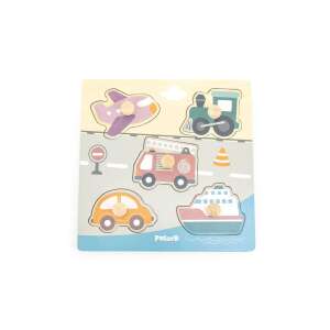 Fa jármű puzzle kisgyermekeknek, repülővel, vonattal, tűzoltóautóval, autóval és hajóval, PolarB márkájú - Baba puzzle