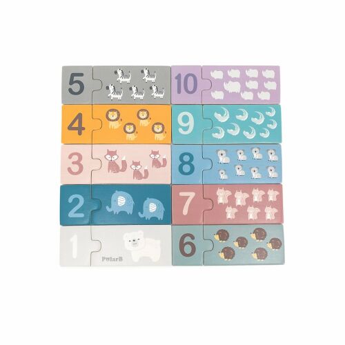 PolarB Číselné puzzle so zvieratkami, Vzdelávacia hračka pre batoľatá