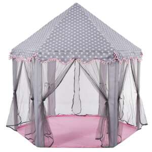 Játszóvár sátor gyerekeknek, összecsukható, 138x140cm, rózsaszín és szürke 85154810 