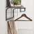 Sersimo, (DL) Metal Wall-Mounted Rack with Wooden Shelf for Storage, 5 Movable Hooks, 66x30x28cm, Brown 90523153