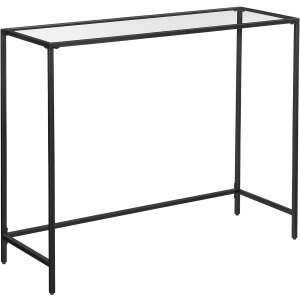 VASAGLE Masa de intrare, blat din sticla securizata, cadru din metal, pentru sufragerie, 100x35x80cm, negru 85155145 - VASAGLE Mese de cafea