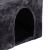Close-up of Springos dark grey cat tree condo entrance