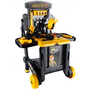 Prenosný pracovný stôl pre deti, s náradím a náradím pre mechanikov, 3v1