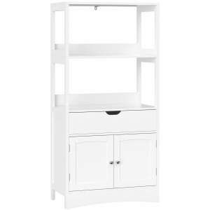 VASAGLE Bathroom Storage Cabinet with Drawer, 2 Doors, 2 Shelves, 60x32x122cm, White 85156784 - Bathroom Furniture