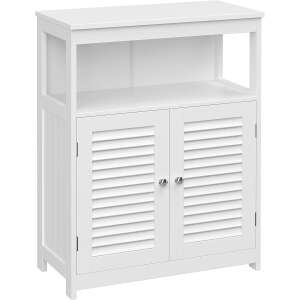 VASAGLE BBC40WT fürdőszobai tárolószekrény, szabadon álló, dupla ajtós, állítható polc, fehér