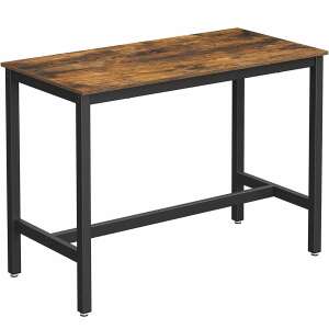 VASAGLE  Masa de bar pentru bucatarie, dreptunghiulara, inalta, cadru de otel, 60x120x90cm, stil industrial, maro rustic si negru 85156915 - VASAGLE Mese de cafea