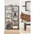 VASAGLE industrial style bookshelf with 5 shelves, rustic brown and black, details of the shelf, including the adjustable legs and wall mount