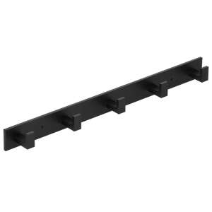 Bathroom Towel Rack with 2 Installation Systems, Aluminum, 5 Hooks, 45x4cm, Black
