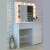 Hollywood Pro white dressing table with mirror and 12 LED lights, 4 drawers, in a room