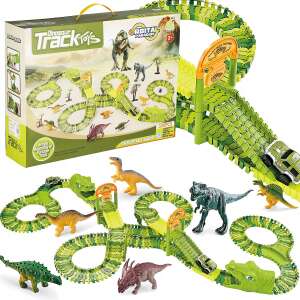 Circuit masinute Dinosaur Park, cu 320 de piese, pista configurabila 85163026 Jocuri interactive pentru copii